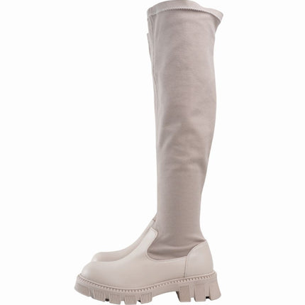 Bota larga beige nobuck