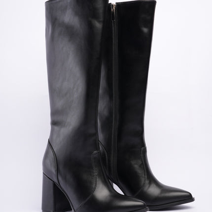 Bota larga elegante negra con tacón