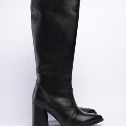 Bota larga elegante negra con tacón