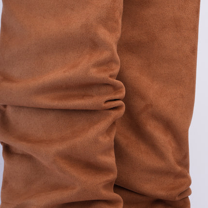 Bota larga miel con capa corrugada