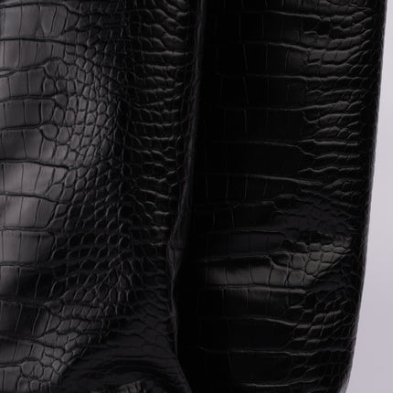 Botas altas negras efecto cocodrilo con tacón medio