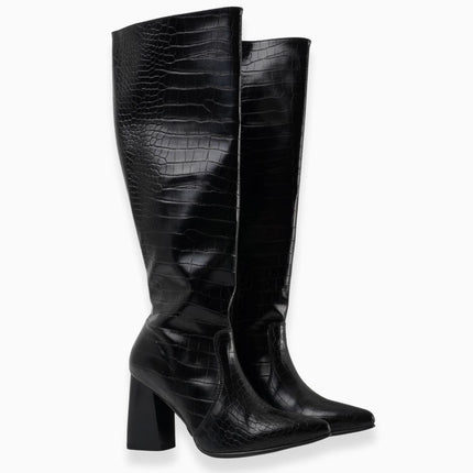Botas altas negras tipo croco