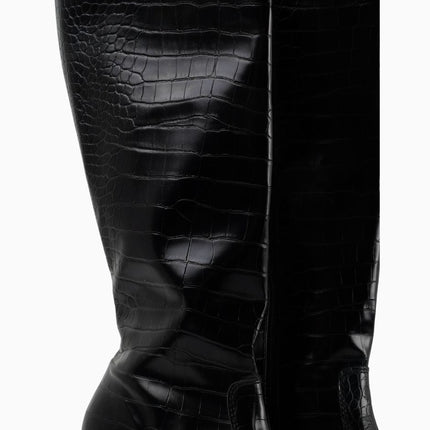 Botas altas negras tipo croco