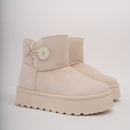 Botas arena de peluche y botón