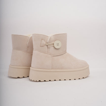 Botas arena de peluche y botón