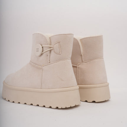Botas arena de peluche y botón