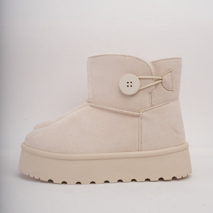 Botas arena de peluche y botón