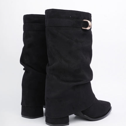 Botas caña media negro con argolla dorada