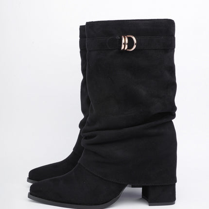 Botas caña media negro con argolla dorada