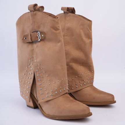 Botas tipo western taupe con capa