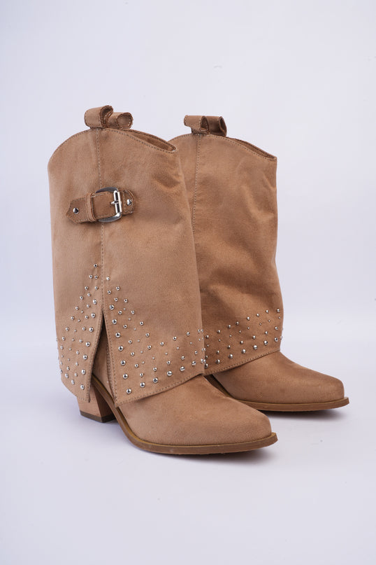 Botas tipo western taupe con capa