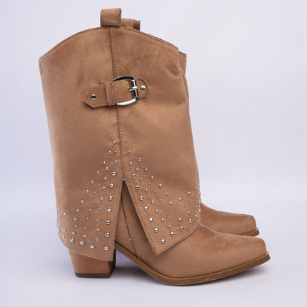 Botas tipo western taupe con capa