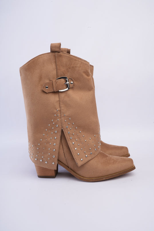 Botas tipo western taupe con capa
