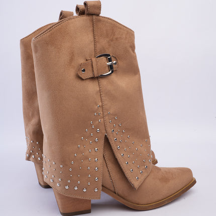 Botas tipo western taupe con capa