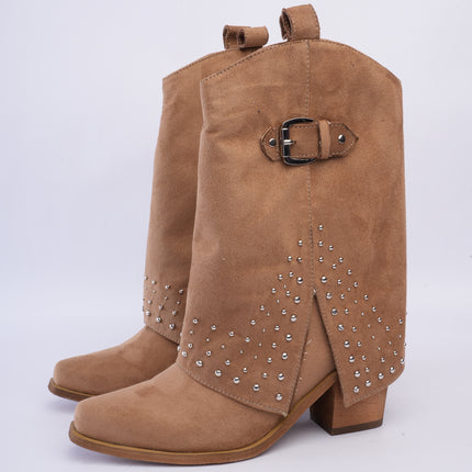 Botas tipo western taupe con capa