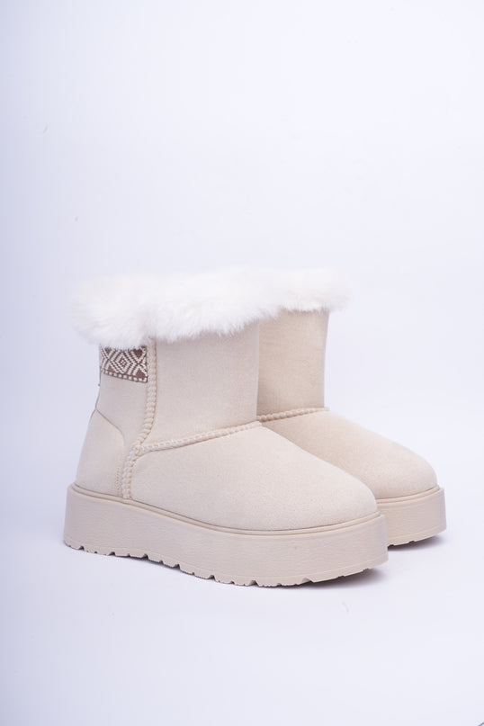 Botas ugg arena caña corta con plataforma y peluche