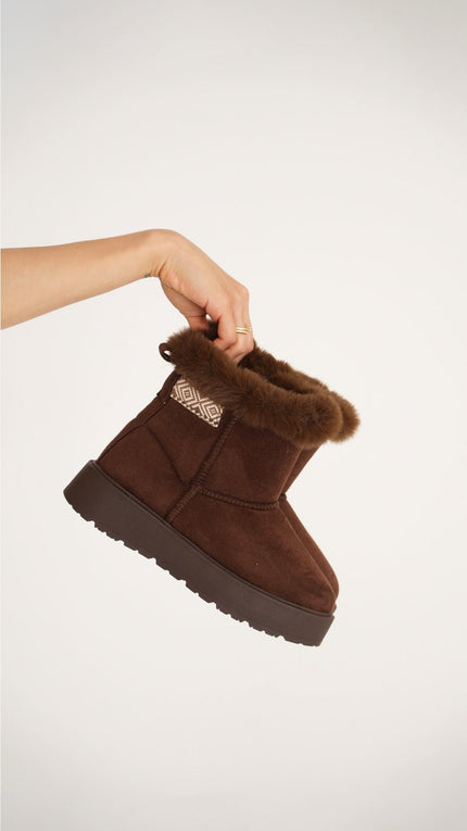 Botas ugg café caña corta con plataforma y peluche