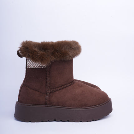 Botas ugg café caña corta con plataforma y peluche