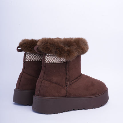 Botas ugg café caña corta con plataforma y peluche