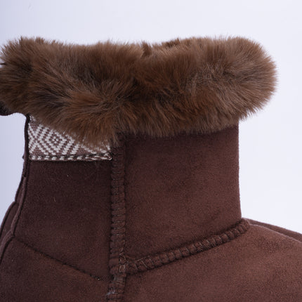 Botas ugg café caña corta con plataforma y peluche