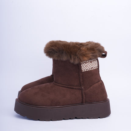 Botas ugg café caña corta con plataforma y peluche