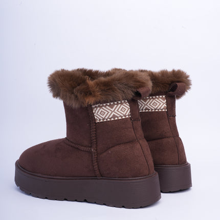 Botas ugg café caña corta con plataforma y peluche