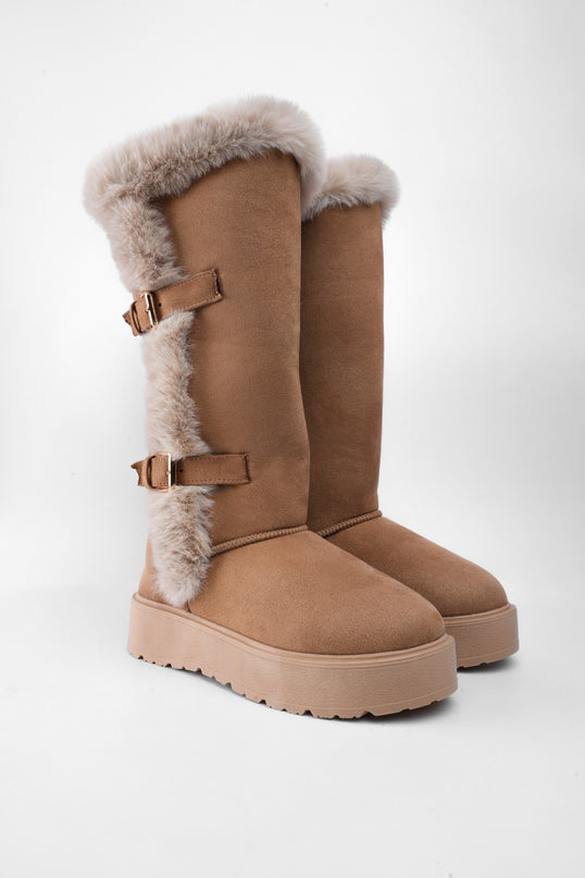Botas ugg largas taupe con peluche