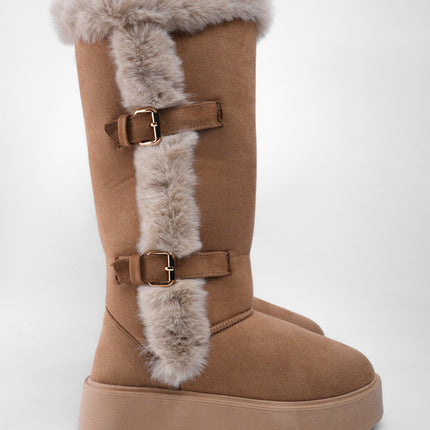 Botas ugg largas taupe con peluche