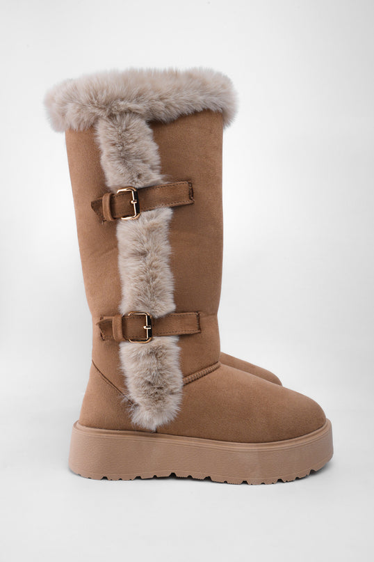 Botas ugg largas taupe con peluche