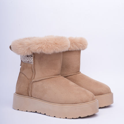 Botas ugg taupe caña corta con plataforma y peluche
