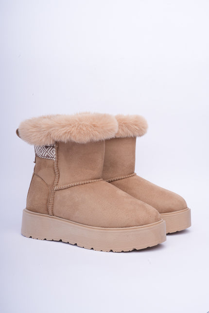 Botas ugg taupe caña corta con plataforma y peluche