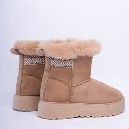Botas ugg taupe caña corta con plataforma y peluche