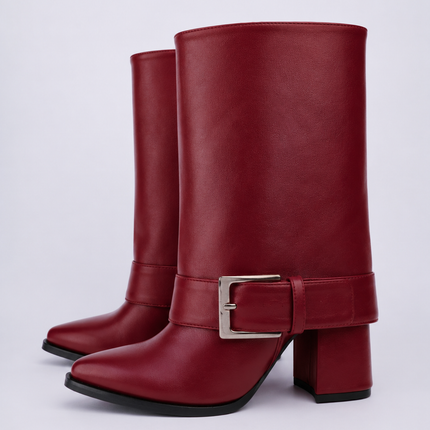Botas caña media con capa vino