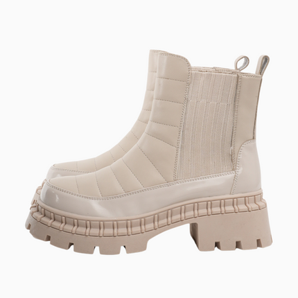 Botines crema con textura acolchada
