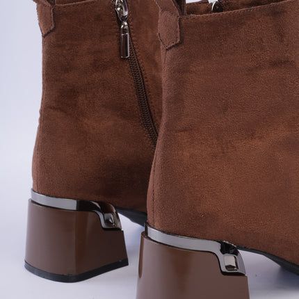 Botines de tacón minimalista café