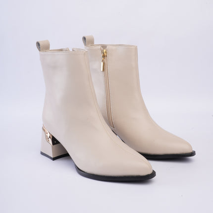 Botines de tacón minimalista hueso