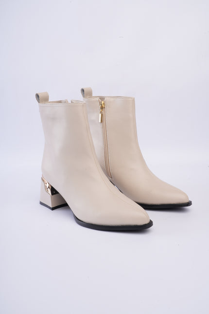 Botines de tacón minimalista hueso