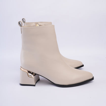 Botines de tacón minimalista hueso