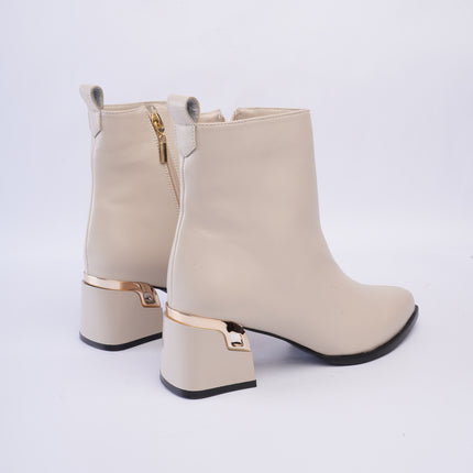 Botines de tacón minimalista hueso