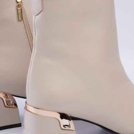 Botines de tacón minimalista hueso