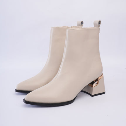 Botines de tacón minimalista hueso