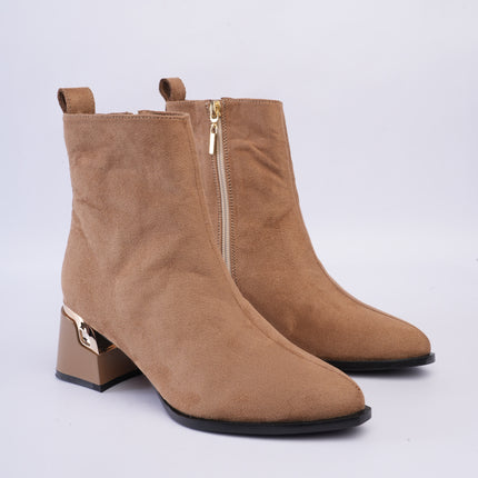 Botines de tacón minimalista taupe