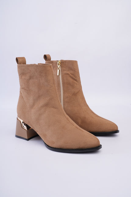Botines de tacón minimalista taupe
