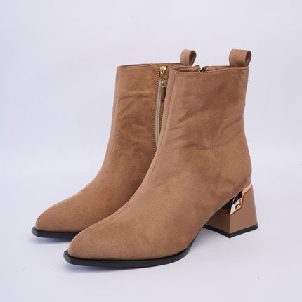 Botines de tacón minimalista taupe