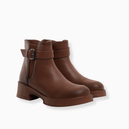 Botines miel elegantes con correa
