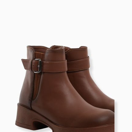 Botines miel elegantes con correa