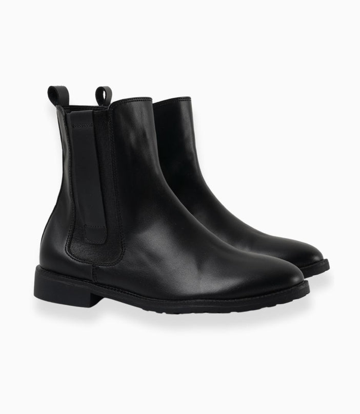 Botines negros planos de elástico lateral