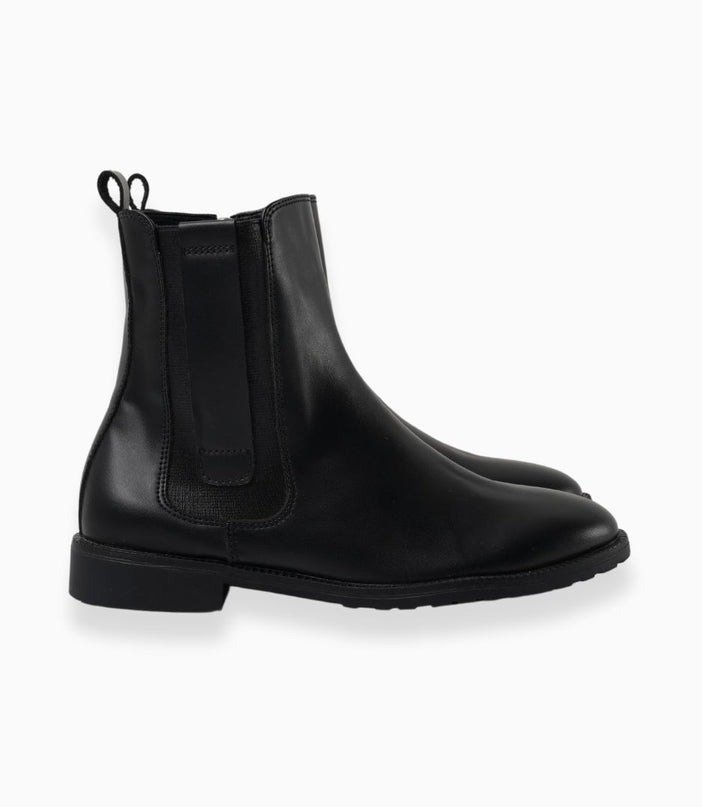 Botines negros planos de elástico lateral