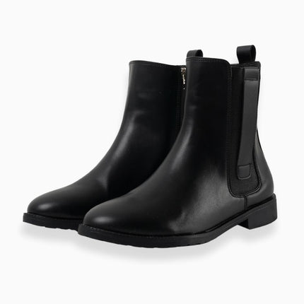 Botines negros planos de elástico lateral