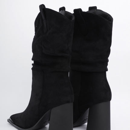 Botines negros tipo gamuza y punta fina
